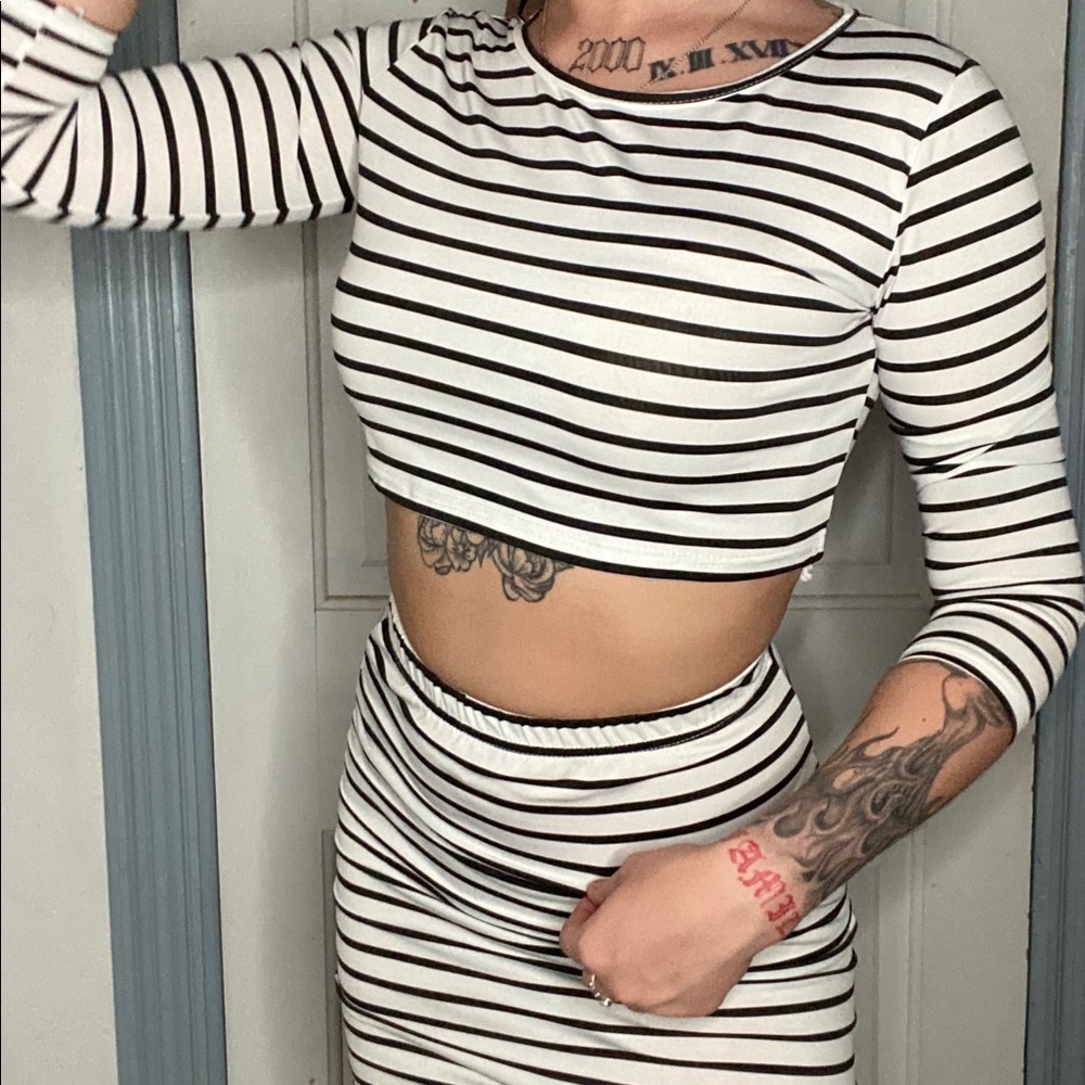 two piece striped set